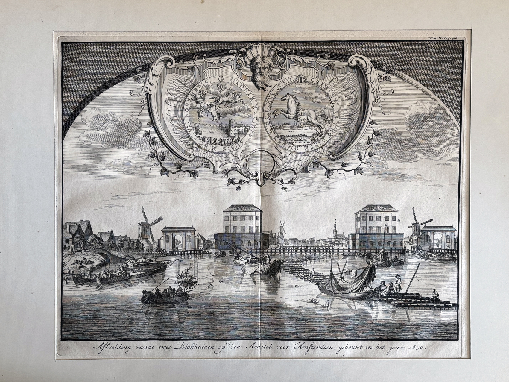 Gravure XVIIe : Blockhaus sur l'Amstel vers 1650